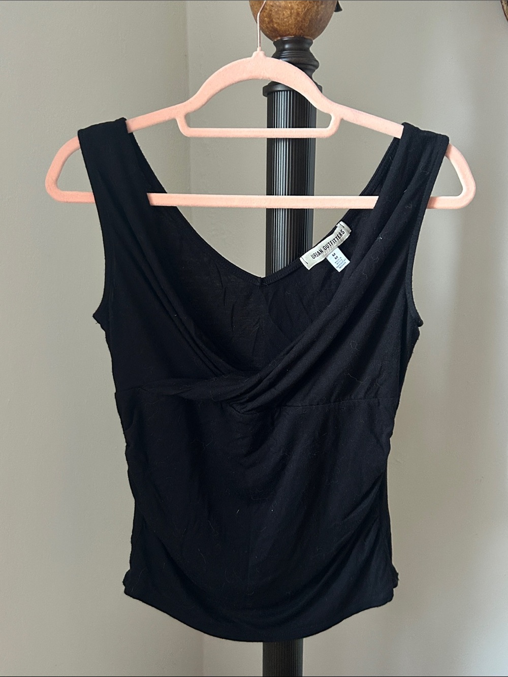 Urban Outfitters Black Draped V-Neck Tank Top